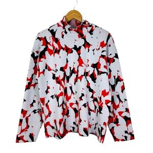 Anthropologie Lizzie Mod Floral Sweater Size Large Red Grey Black NWT